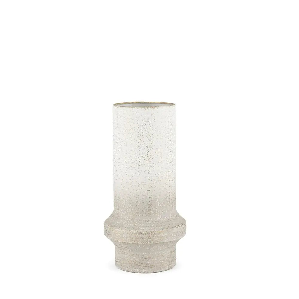 13" Off White And Gold Metal Cylinder Table Vase HomeRoots