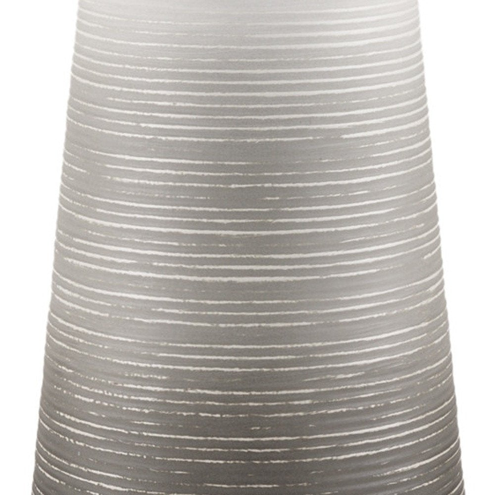 20" Gray And White Ombre Metal Table Vase