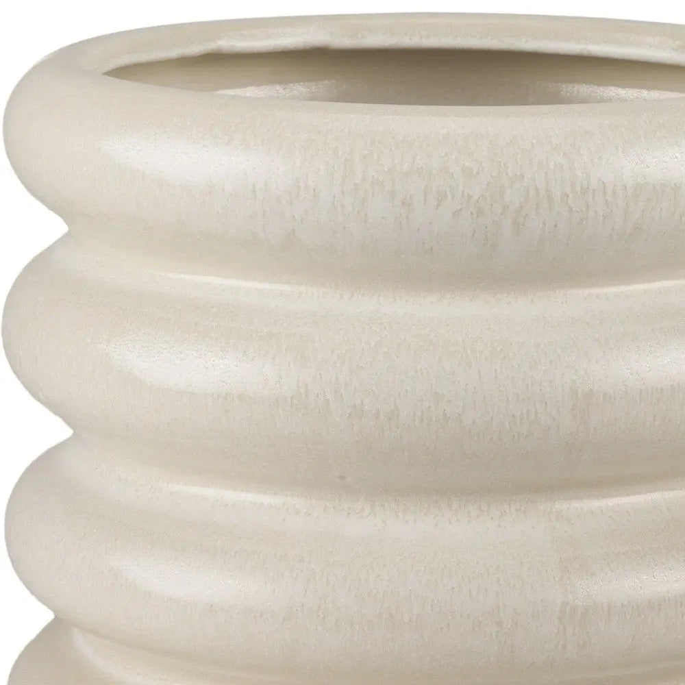 12" Cream Cylinder Ceramic Table Vase HomeRoots