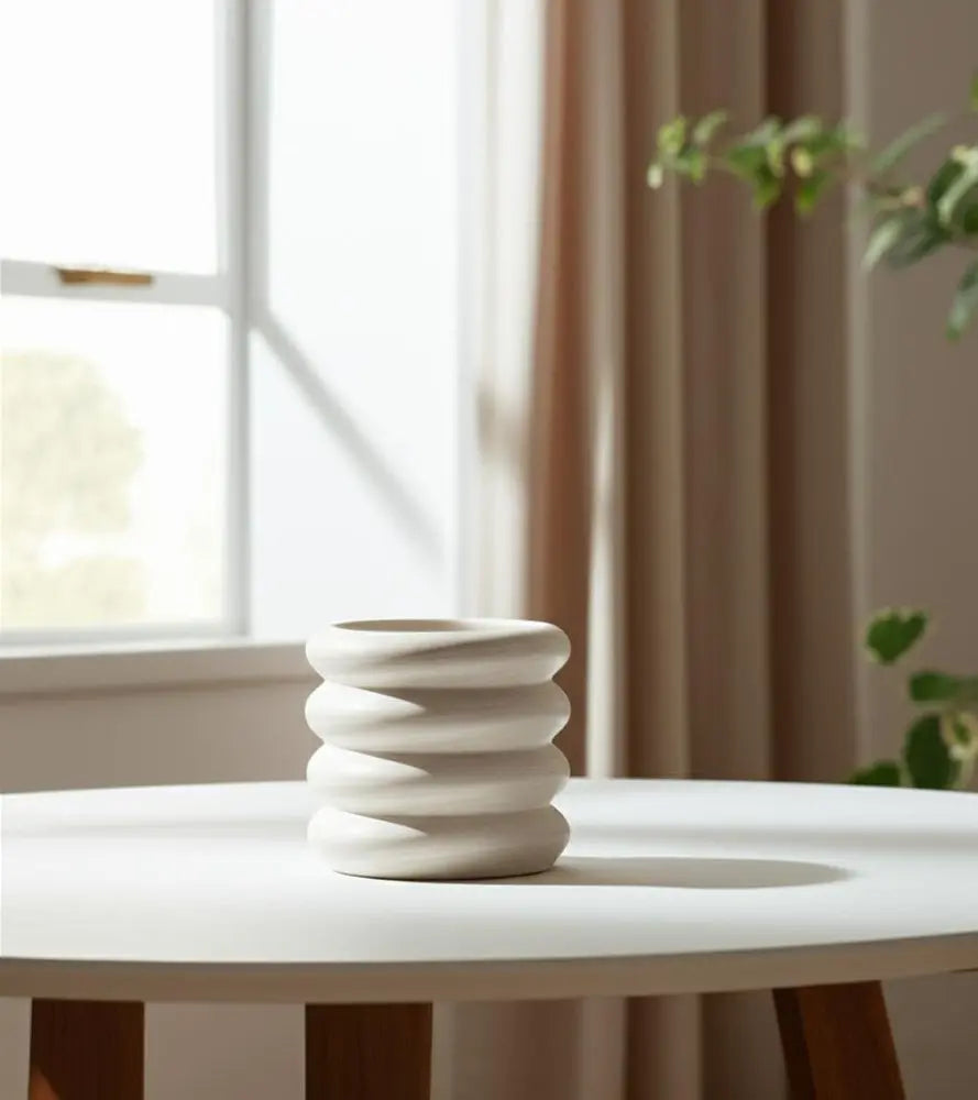 12" Cream Cylinder Ceramic Table Vase HomeRoots