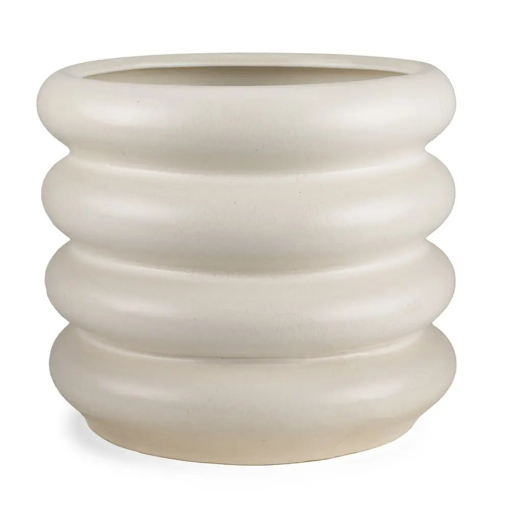 14" Cream Cylinder Ceramic Table Vase HomeRoots