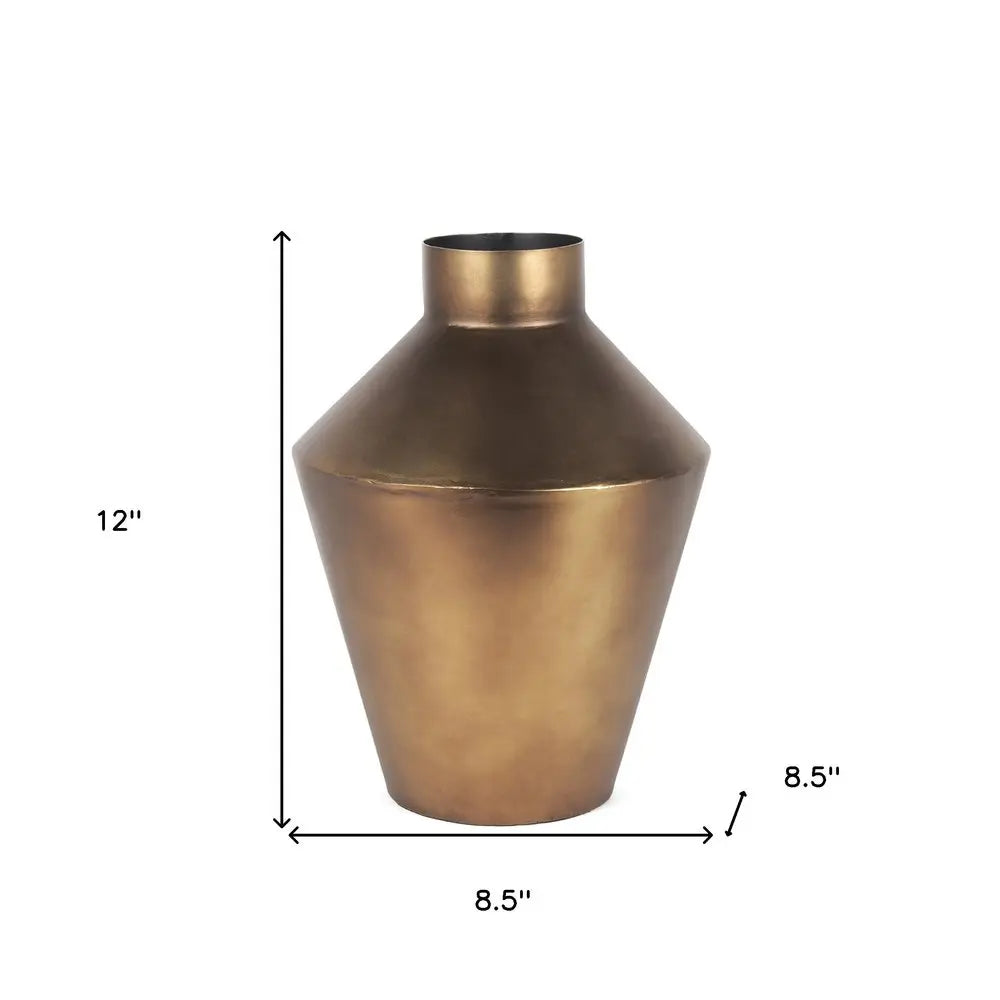 12" Antiqued Bronze Metal Trumpet Table Vase HomeRoots