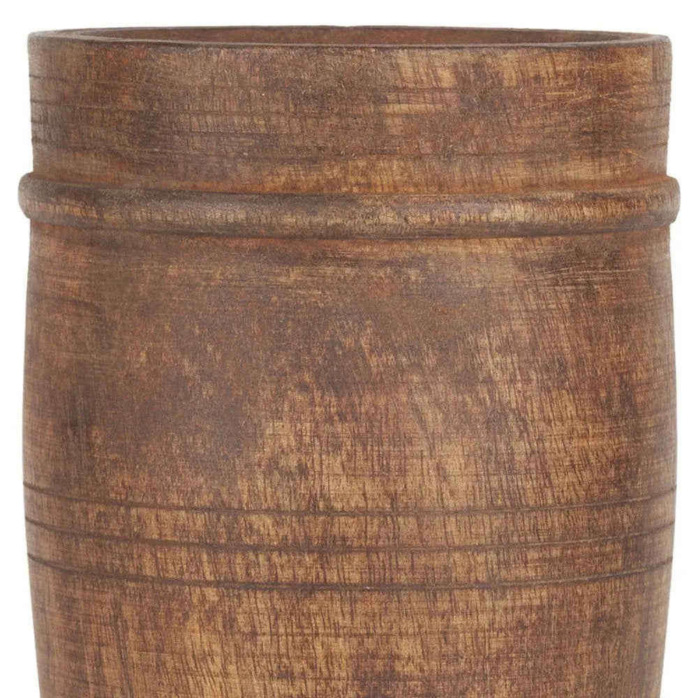 11" Brown Distressed Wood Cylinder Table Vase HomeRoots