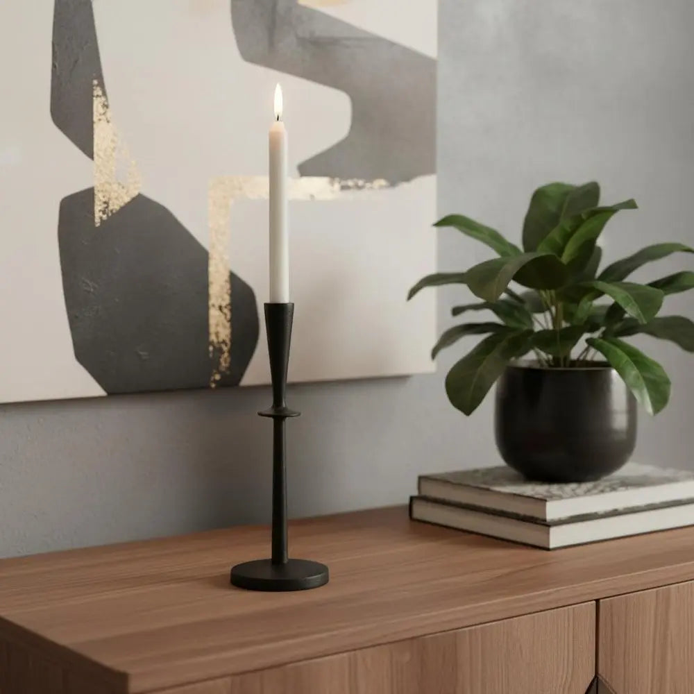 13" Black Metal Abstract Tabletop Candle Holder HomeRoots