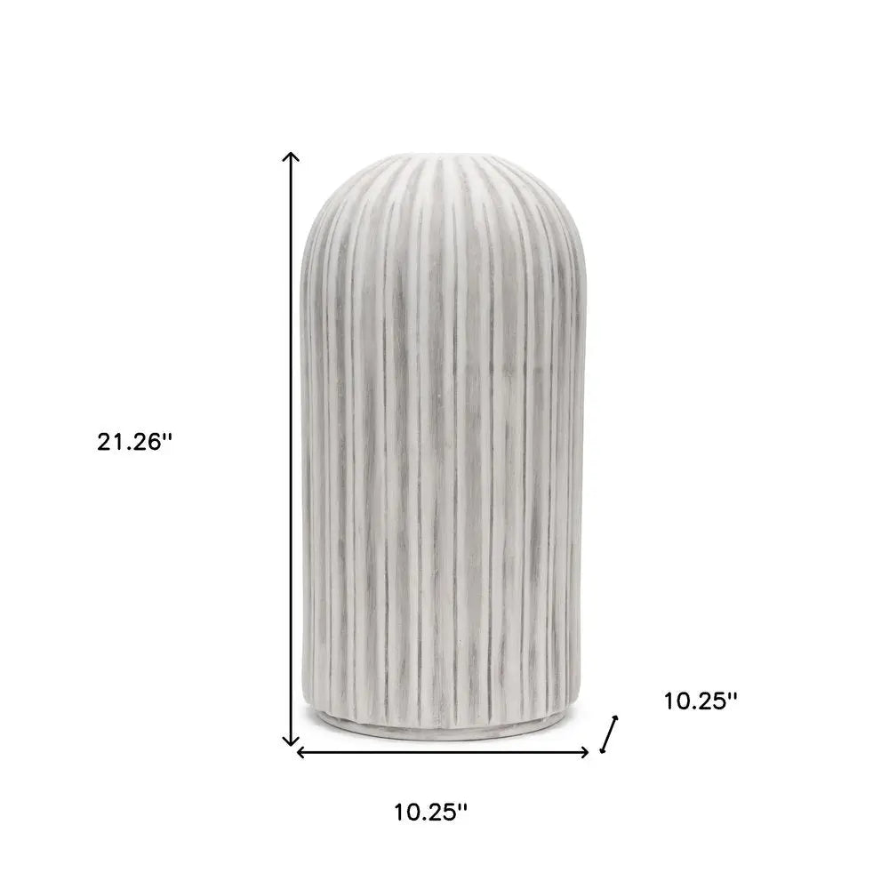 21" Gray And White Striped Cylinder Ceramic Floor Vase HomeRoots