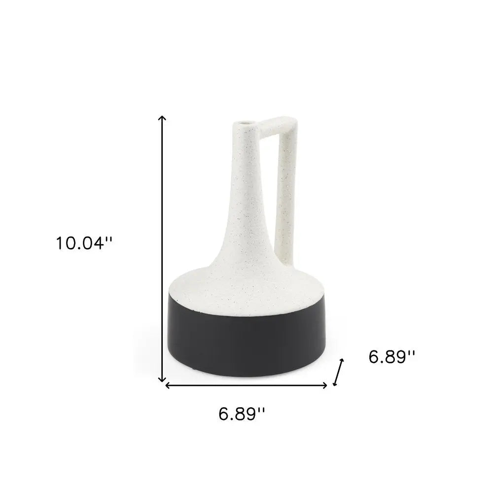 10" Black And White Ombre Ceramic Jug Vase HomeRoots