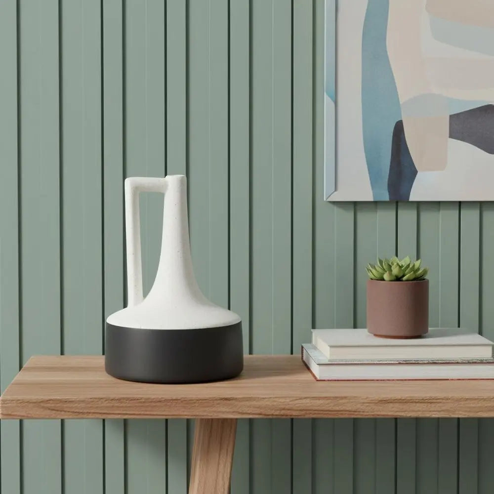 10" Black And White Ombre Ceramic Jug Vase HomeRoots