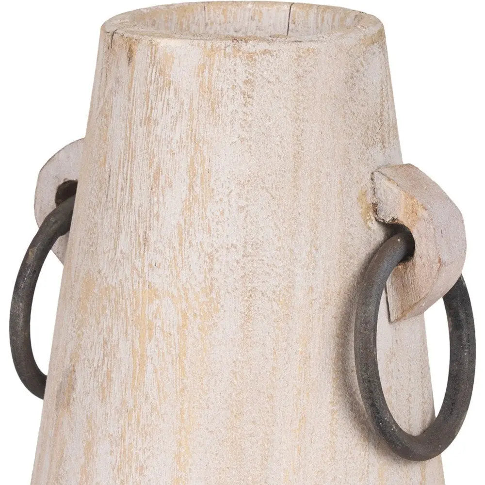 7" Beige Cylinder Solid Wood Jug Vase HomeRoots