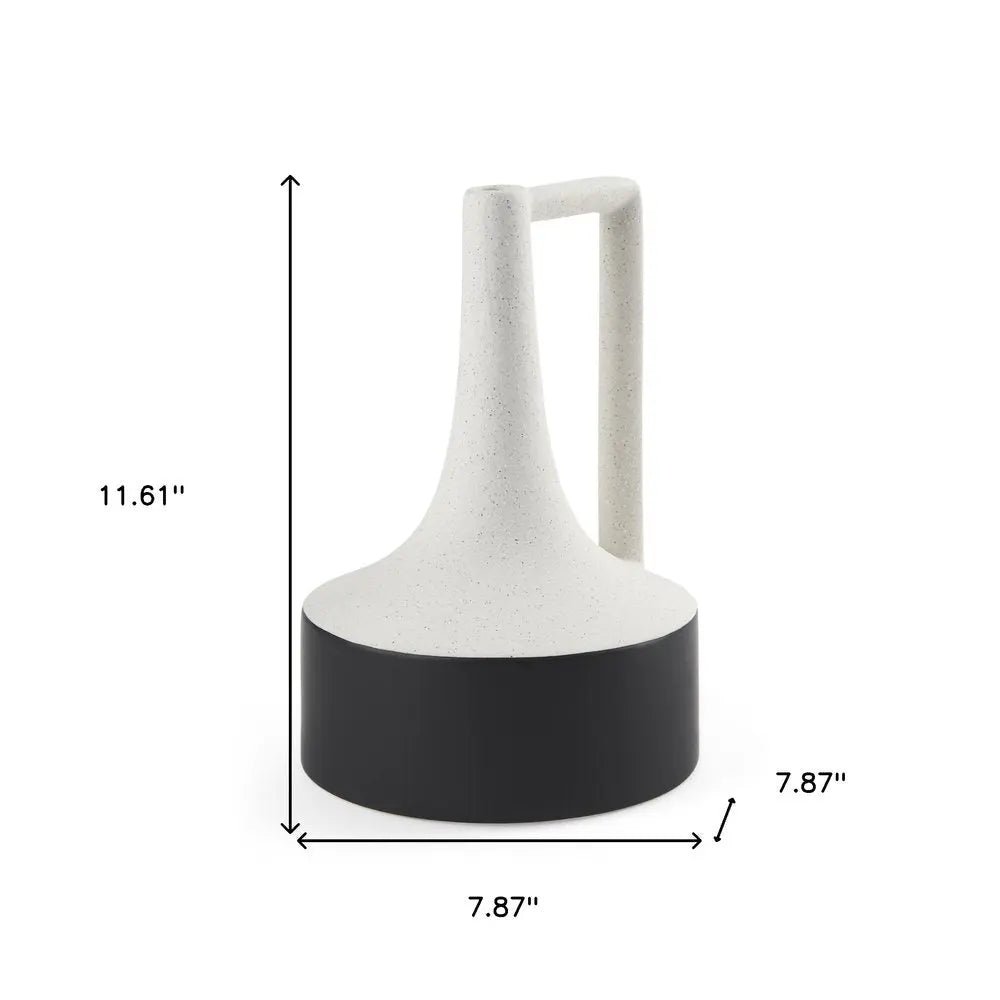 12" Black And White Ombre Ceramic Jug Vase HomeRoots