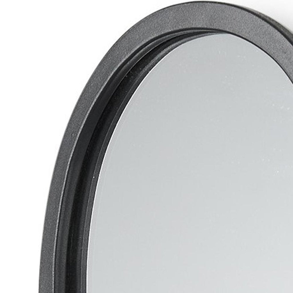 19" Black And Clear Glass Bottle Metal And Mirrored Glass Oval Wall Vase