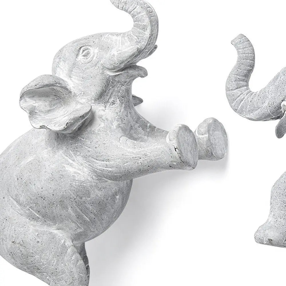 Set of Two Maynard I Gray Elephant Resin Hanging Dimensional Sculpture HomeRoots