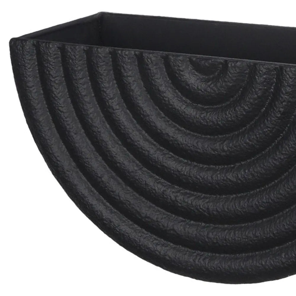 Set of Two Black Metal Geometric Half Moon Wall Planters HomeRoots