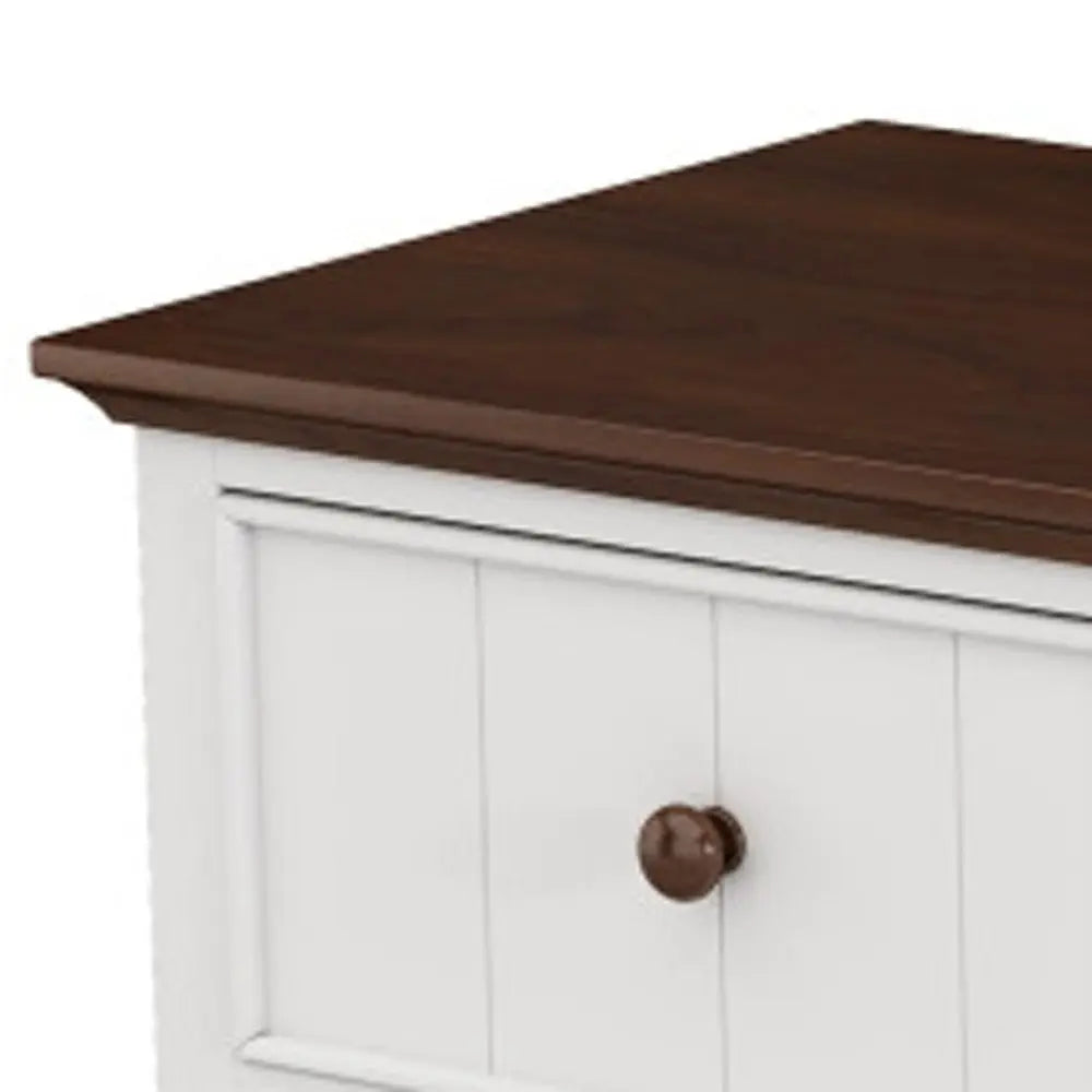 61" White And Walnut Wood Seven Drawer Captains Dresser - NOBLE HOME INTERIORS