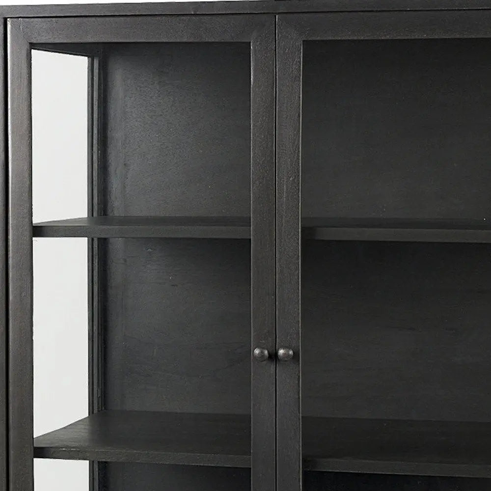 36" Black Solid Wood and Metal Display Cabinet With Two Doors HomeRoots