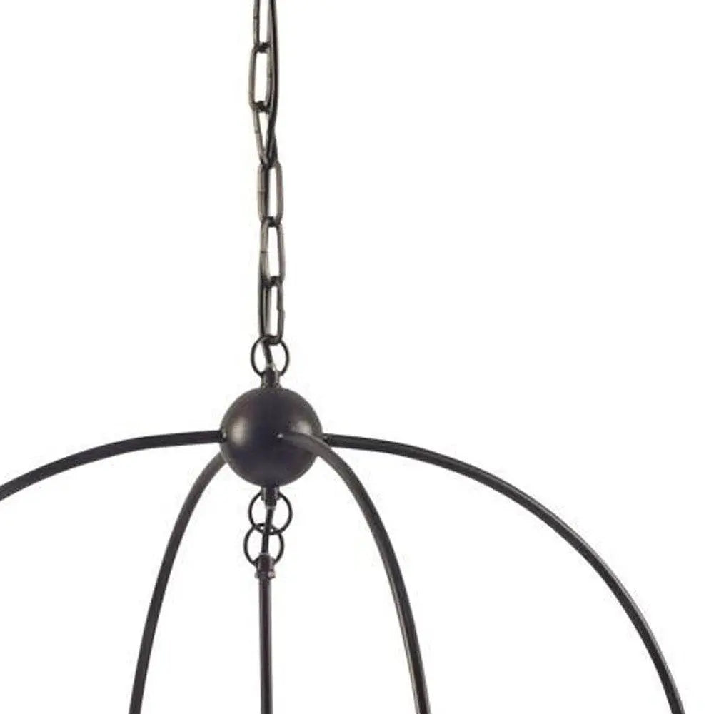 Black Caged Three Light Metal Dimmable Chandelier HomeRoots