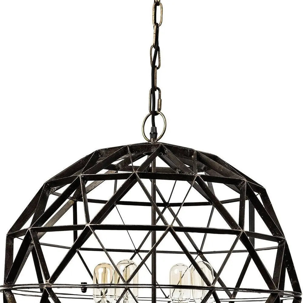 Black Caged Four Light Metal Dimmable Chandelier HomeRoots