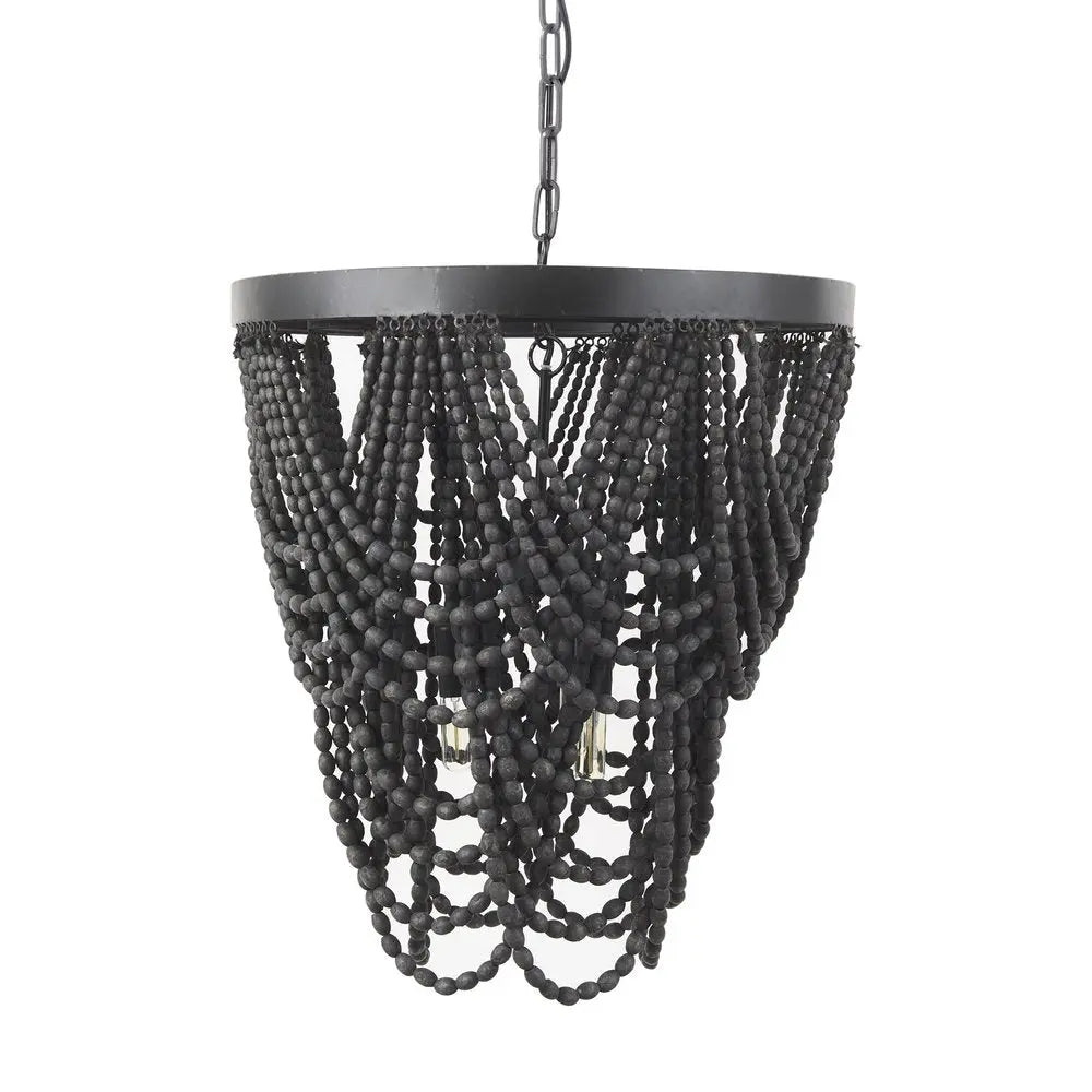 Black Empire Three Light Metal and Beads Dimmable Chandelier HomeRoots
