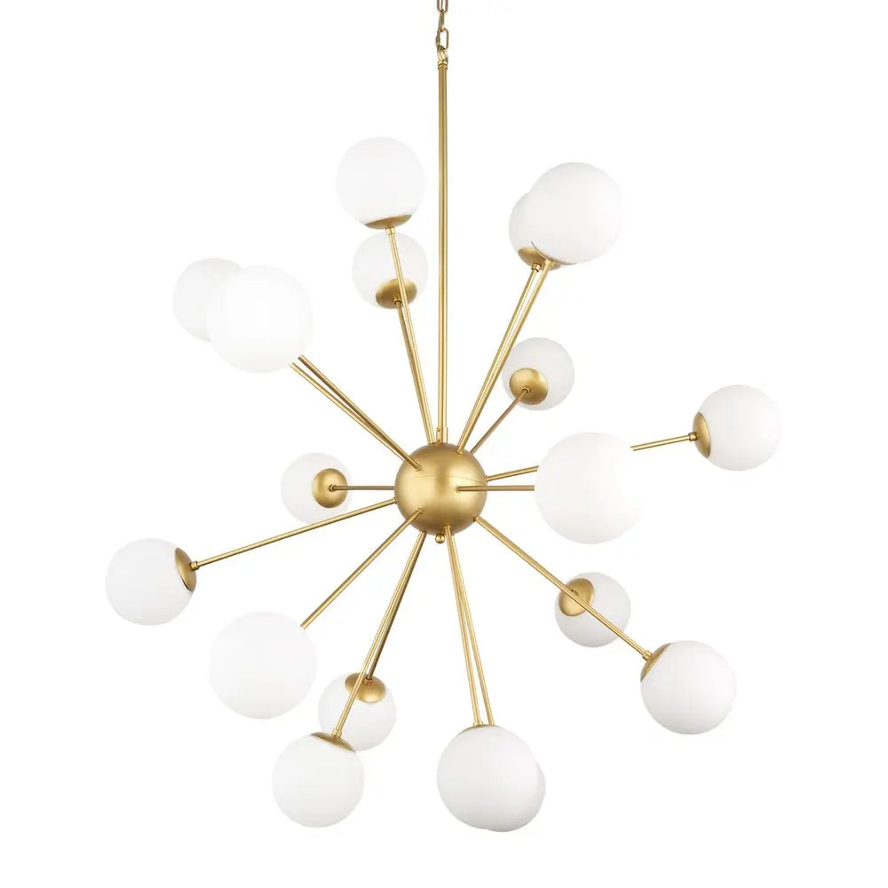 Gold Sputnik Multi Light Frosted Metal and Glass Dimmable Chandelier With White Shades HomeRoots