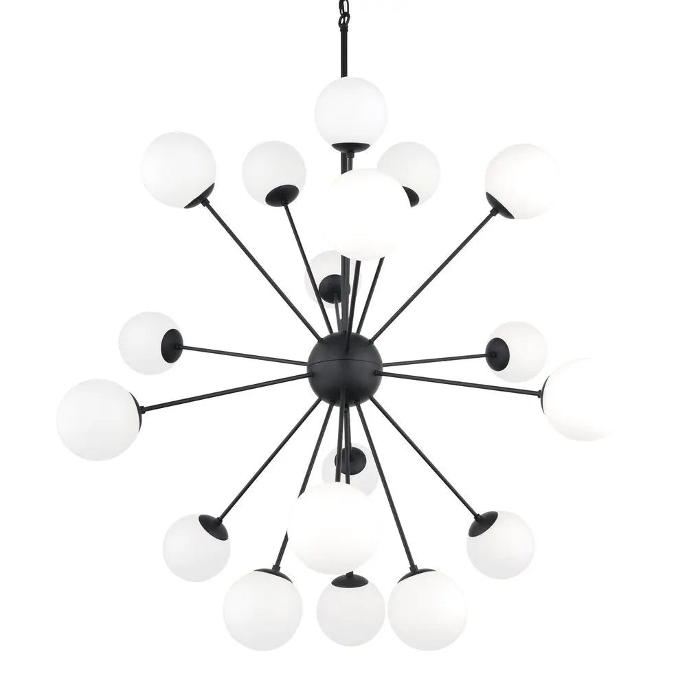 Black Eleven Light Frosted Metal and Glass Dimmable Chandelier With White Shades HomeRoots
