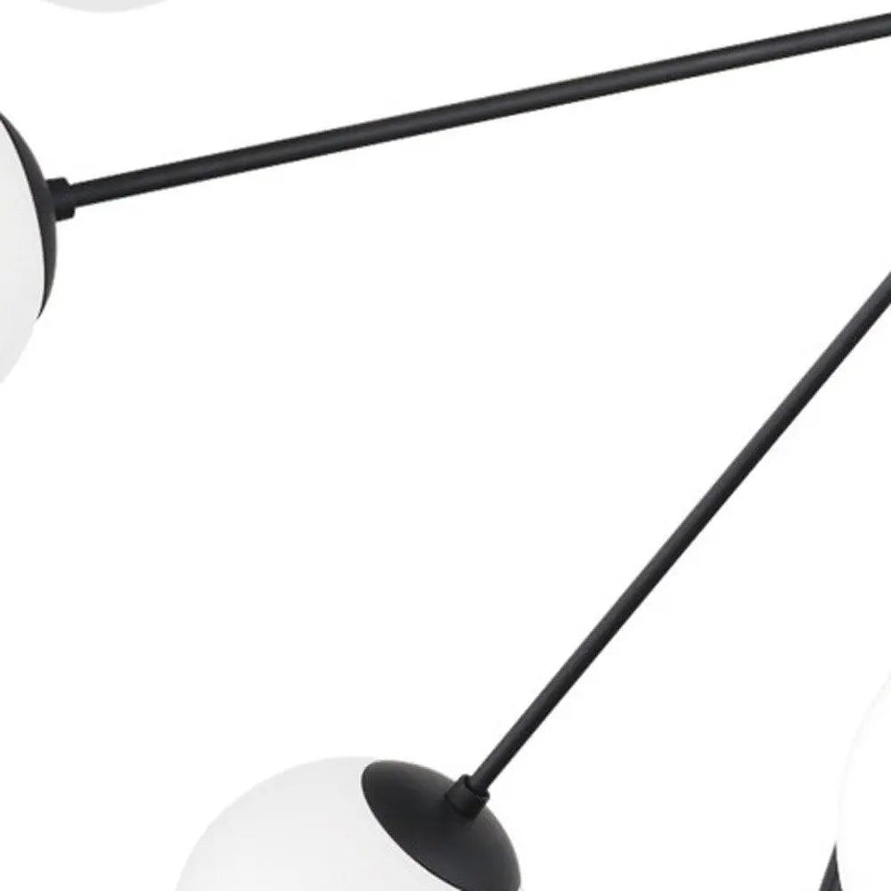 Black Eleven Light Frosted Metal and Glass Dimmable Chandelier With White Shades HomeRoots