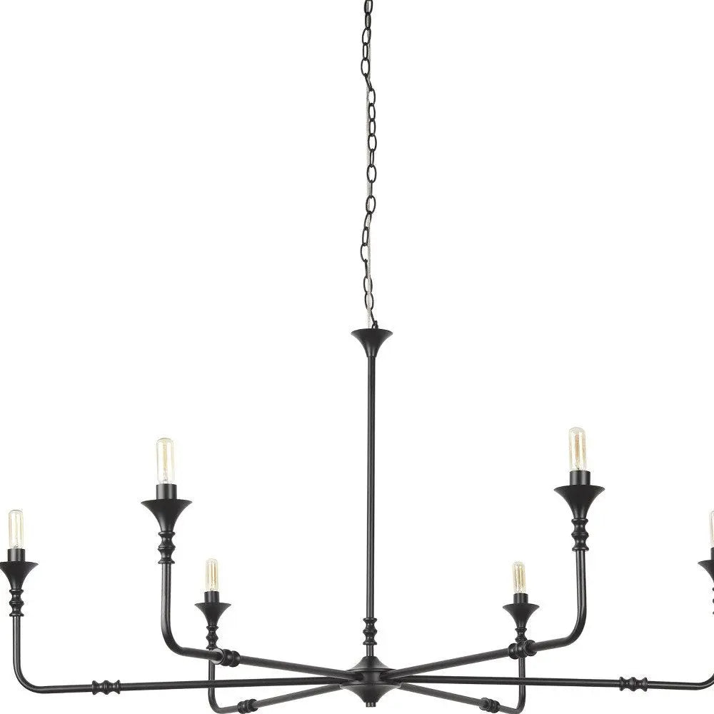 Black Candle Style Six Light Metal Dimmable Chandelier HomeRoots