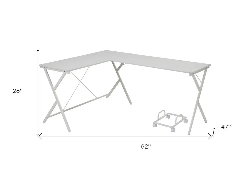 62" White L Shape Computer Desk - NOBLE HOME INTERIORS
