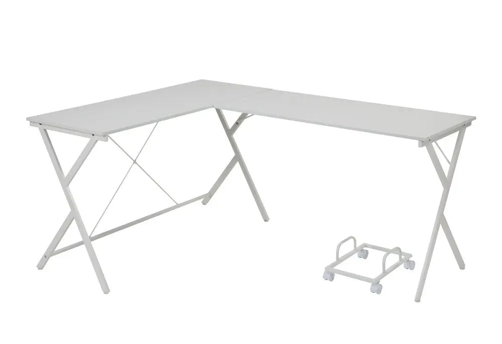 62" White L Shape Computer Desk - NOBLE HOME INTERIORS