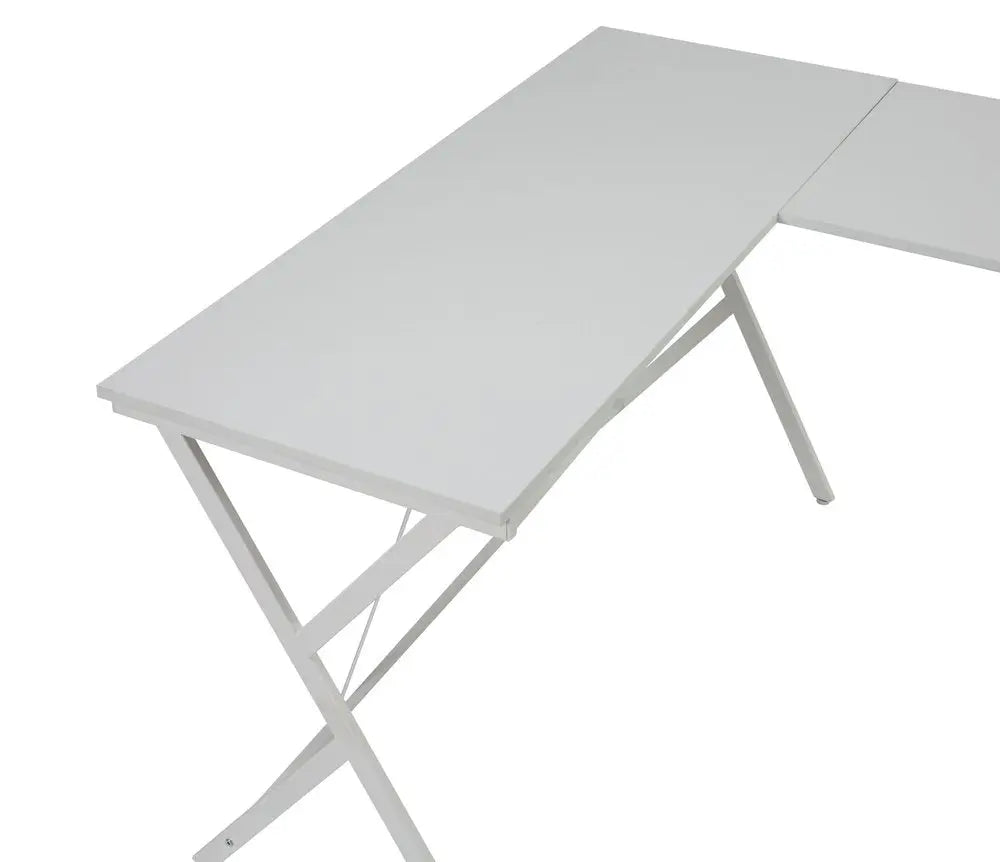62" White L Shape Computer Desk - NOBLE HOME INTERIORS