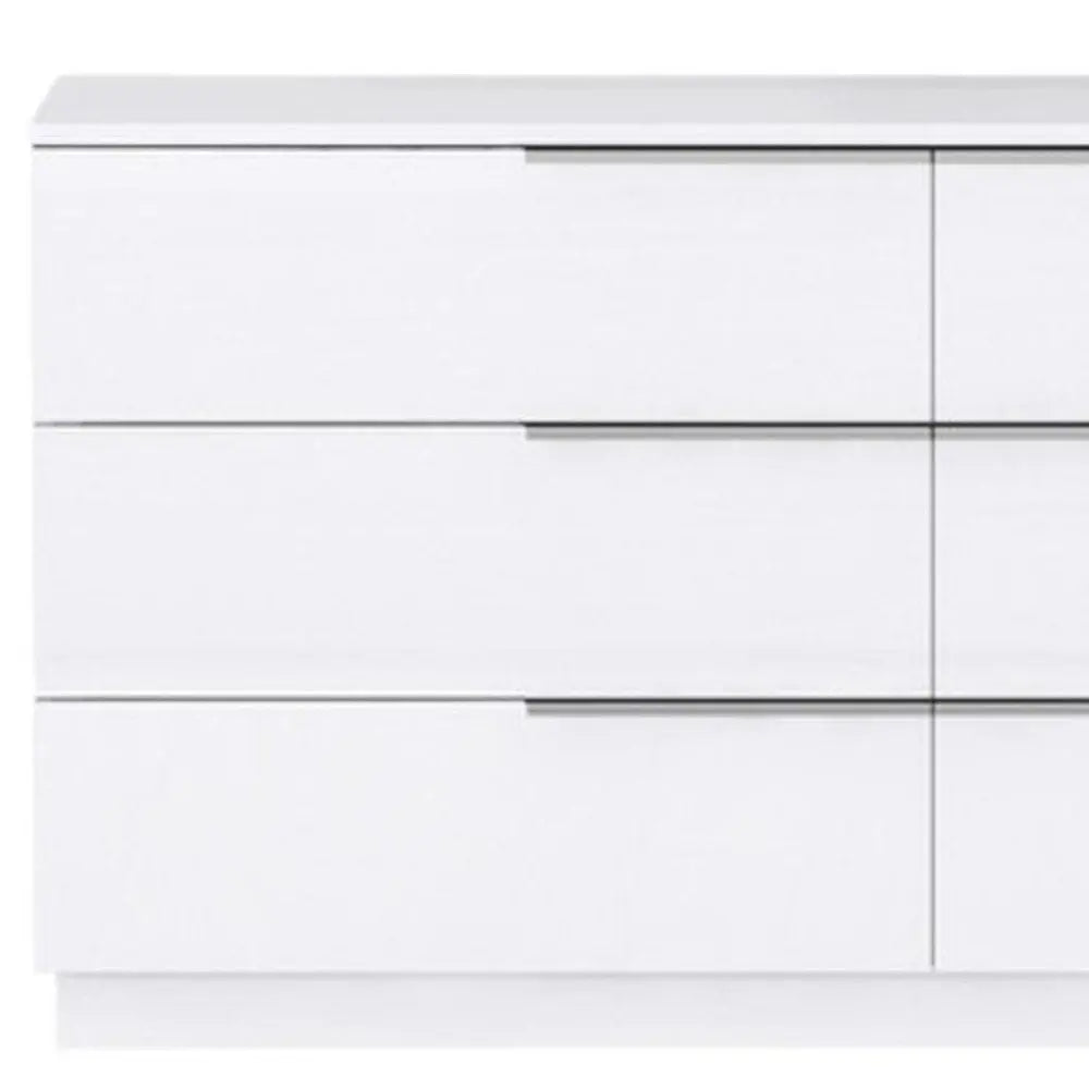 62" White Wood Six Drawer Double Dresser - NOBLE HOME INTERIORS