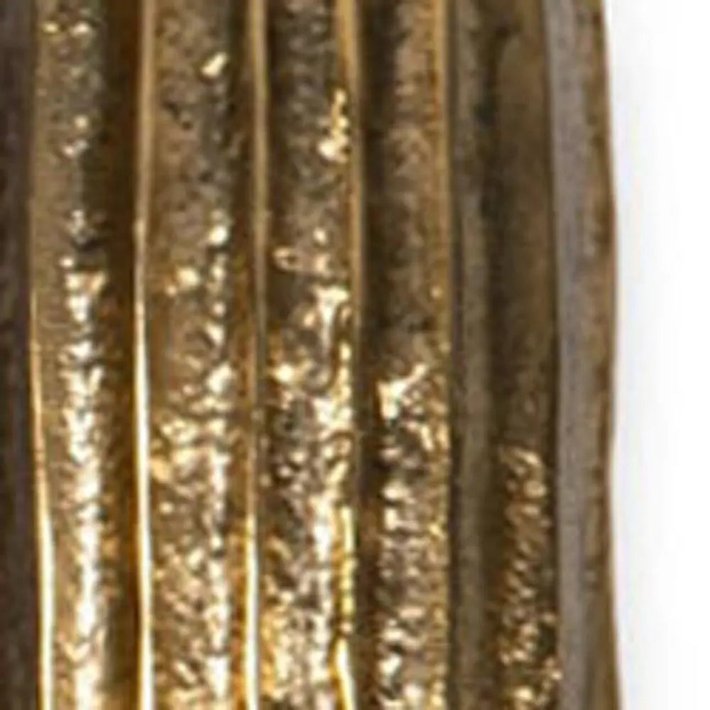 12" Antiqued Gold Ribbed Aluminum Wall Vase HomeRoots