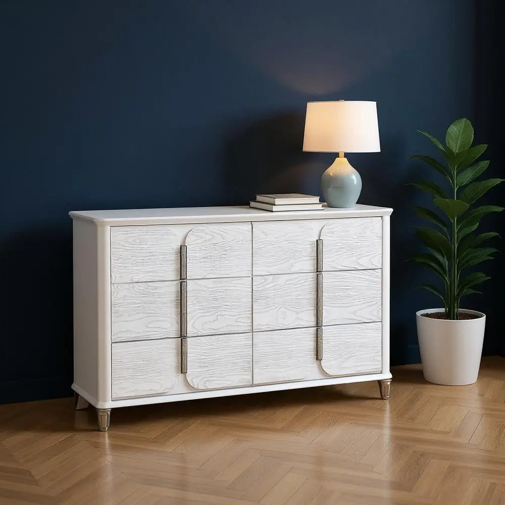 63" Gray Wood Six Drawer Double Dresser - NOBLE HOME INTERIORS