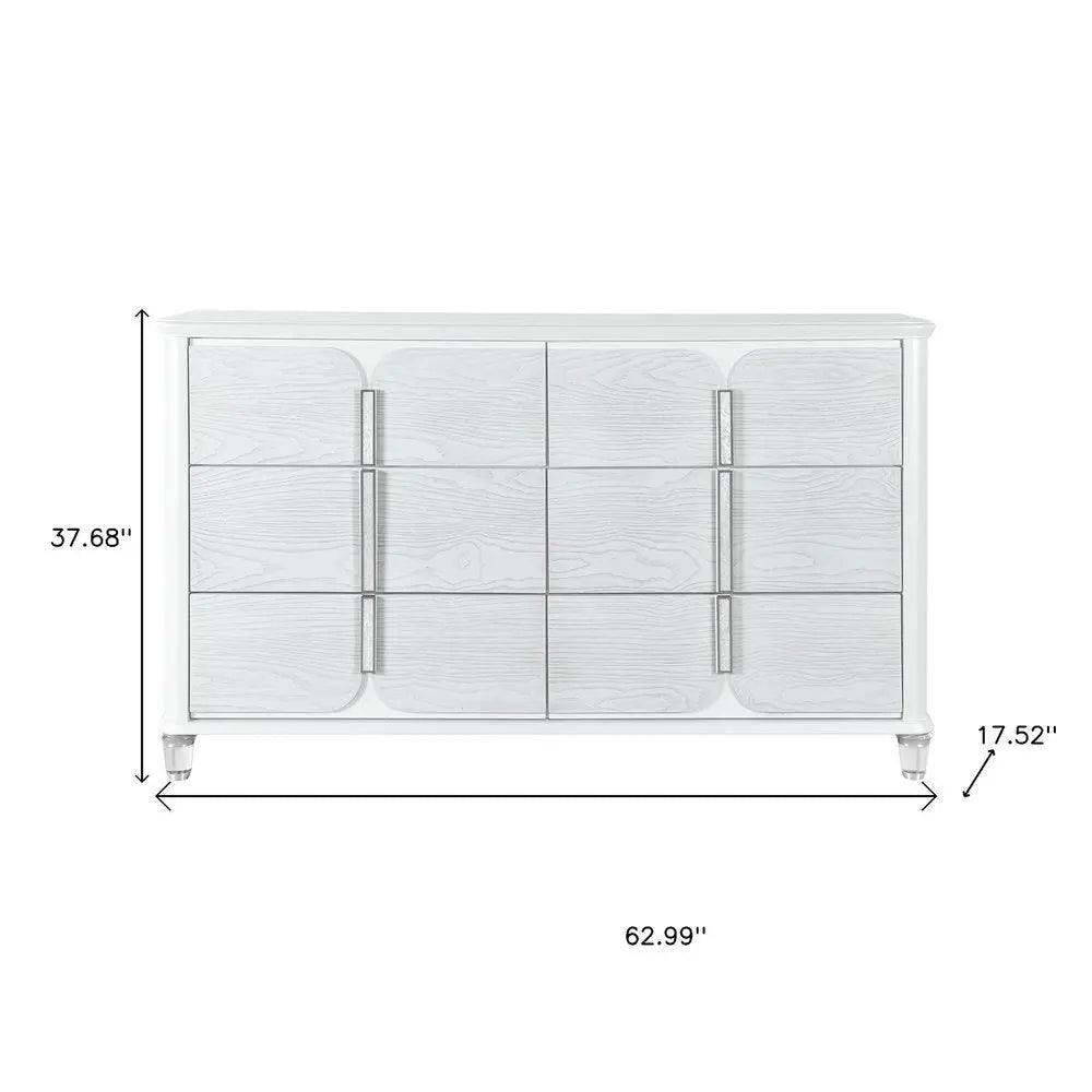 63" Gray Wood Six Drawer Double Dresser - NOBLE HOME INTERIORS