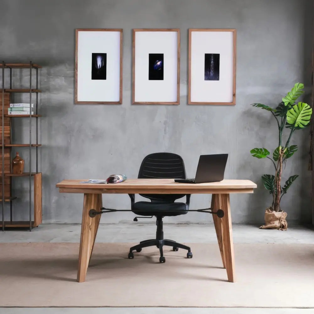 63" Natural Reclaimed Wood Writing Desk - NOBLE HOME INTERIORS