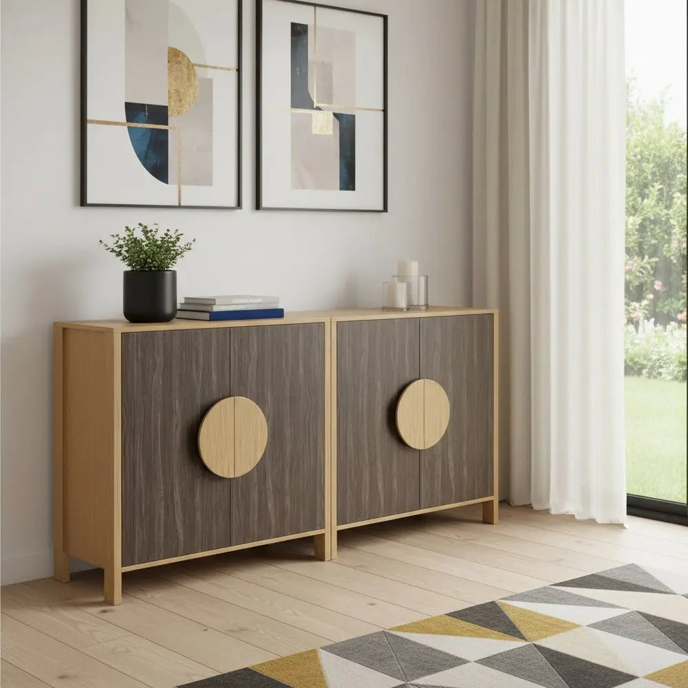 63" Sepia Solid Wood Console Accent Cabinet With Two Doors - NOVA HOME FURNITURE