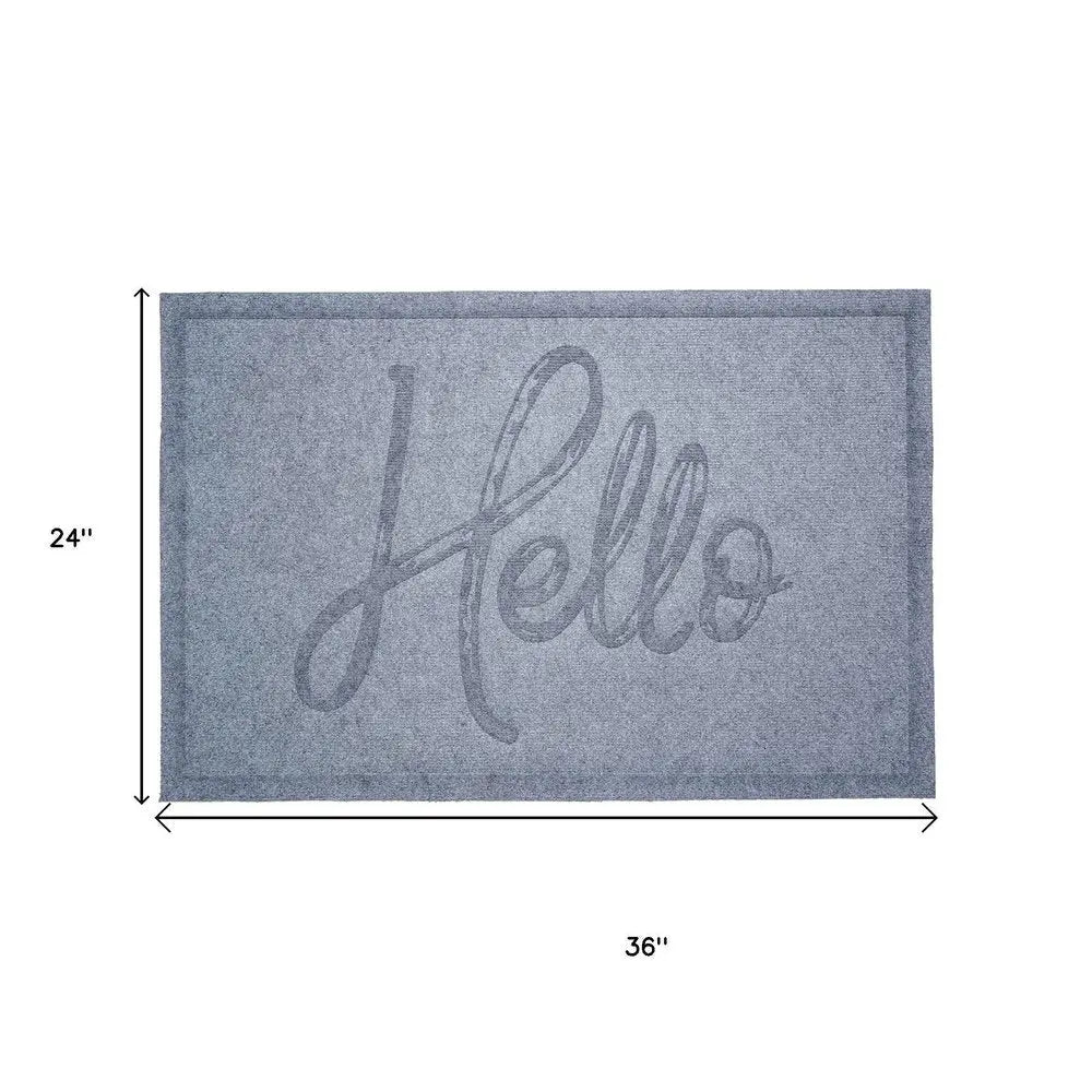 24" X 36" Gray Hello Outdoor Polypropylene Door Mat HomeRoots