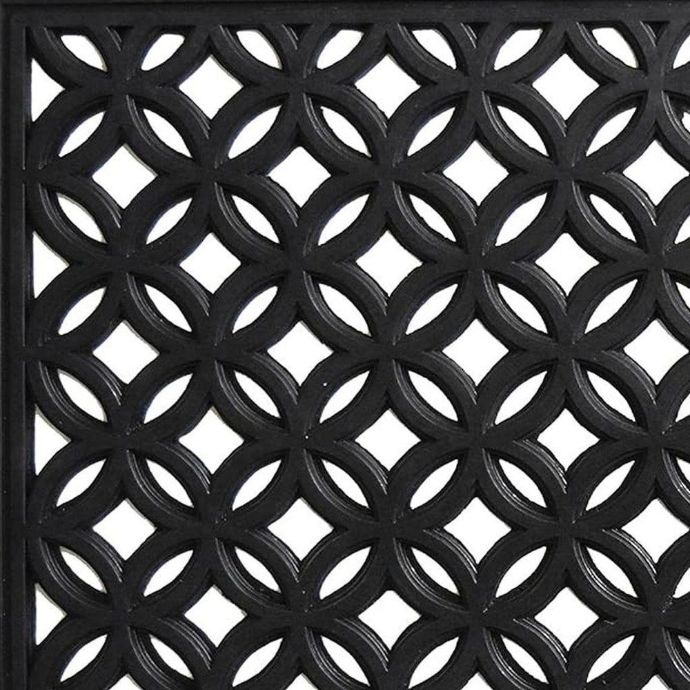 18" X 30" Black Geometric Outdoor Rubber And Rubber Door Mat