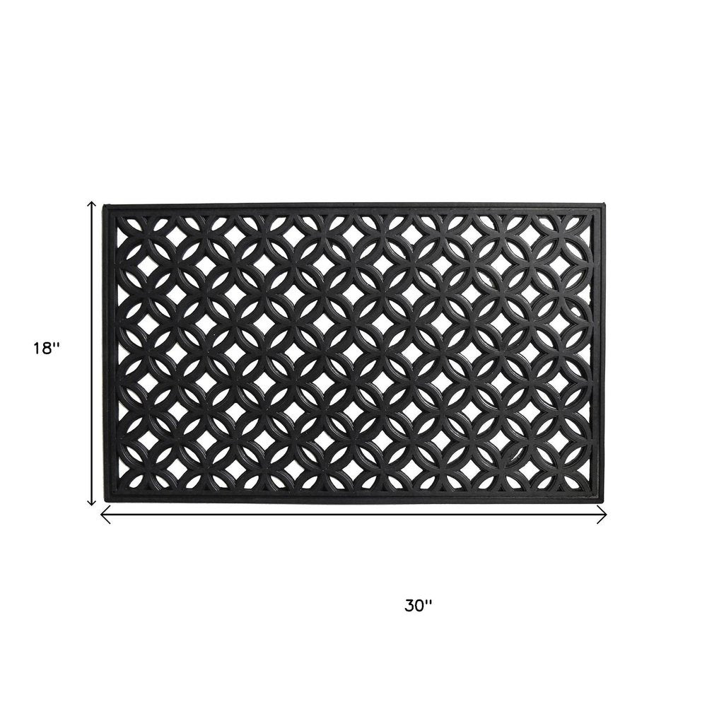 18" X 30" Black Geometric Outdoor Rubber And Rubber Door Mat