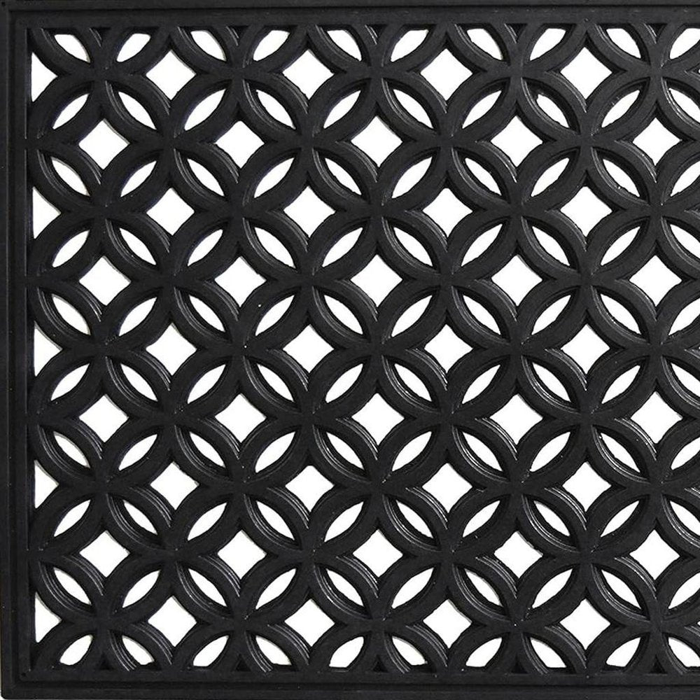 18" X 30" Black Geometric Outdoor Rubber And Rubber Door Mat