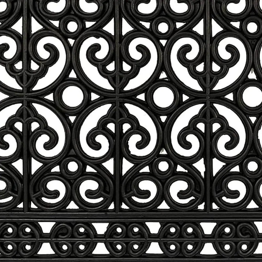18" X 30" Black Scrollwork Outdoor Rubber Door Mat HomeRoots