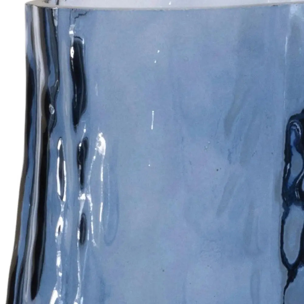 Set of Two Blue Wavy Glass Table Vase HomeRoots