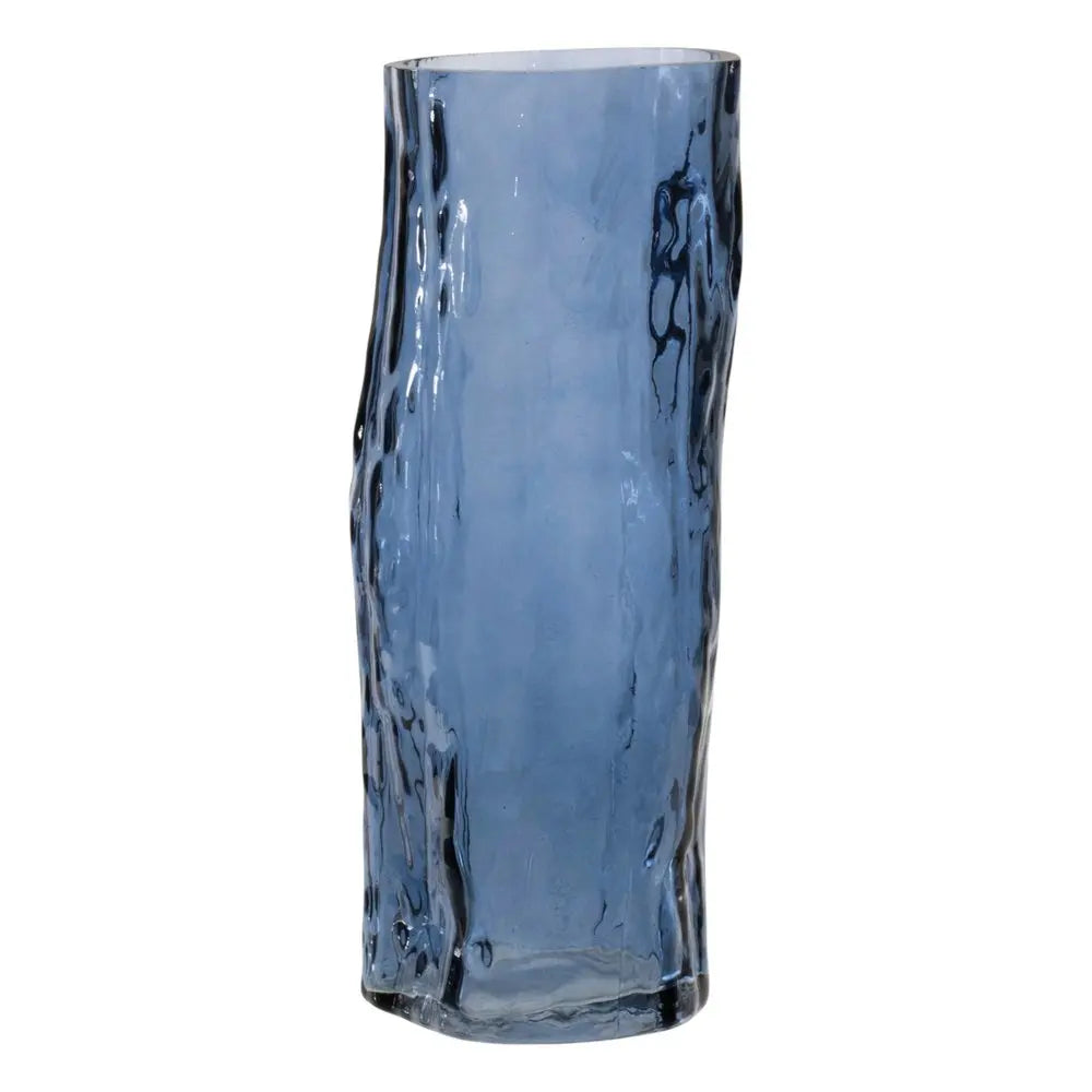 Set of Two Blue Wavy Glass Table Vase HomeRoots