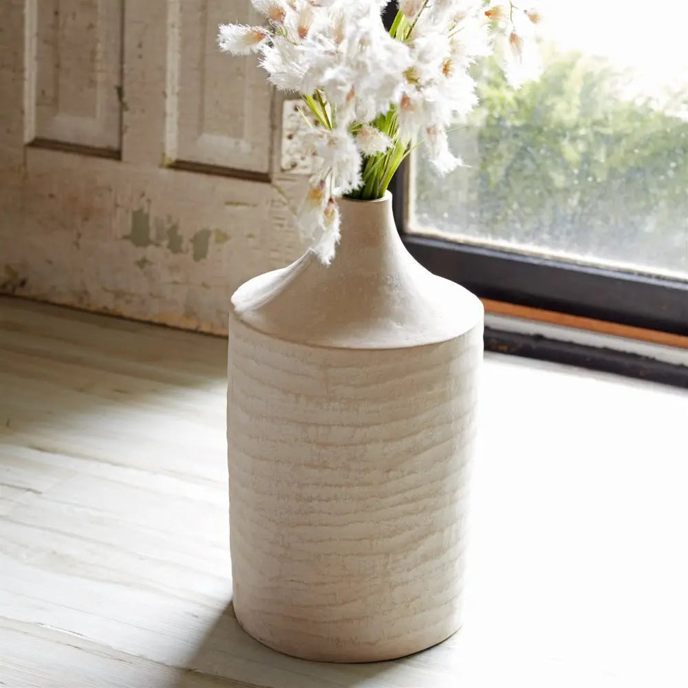 18" Beige Round Resin Floor Vase HomeRoots