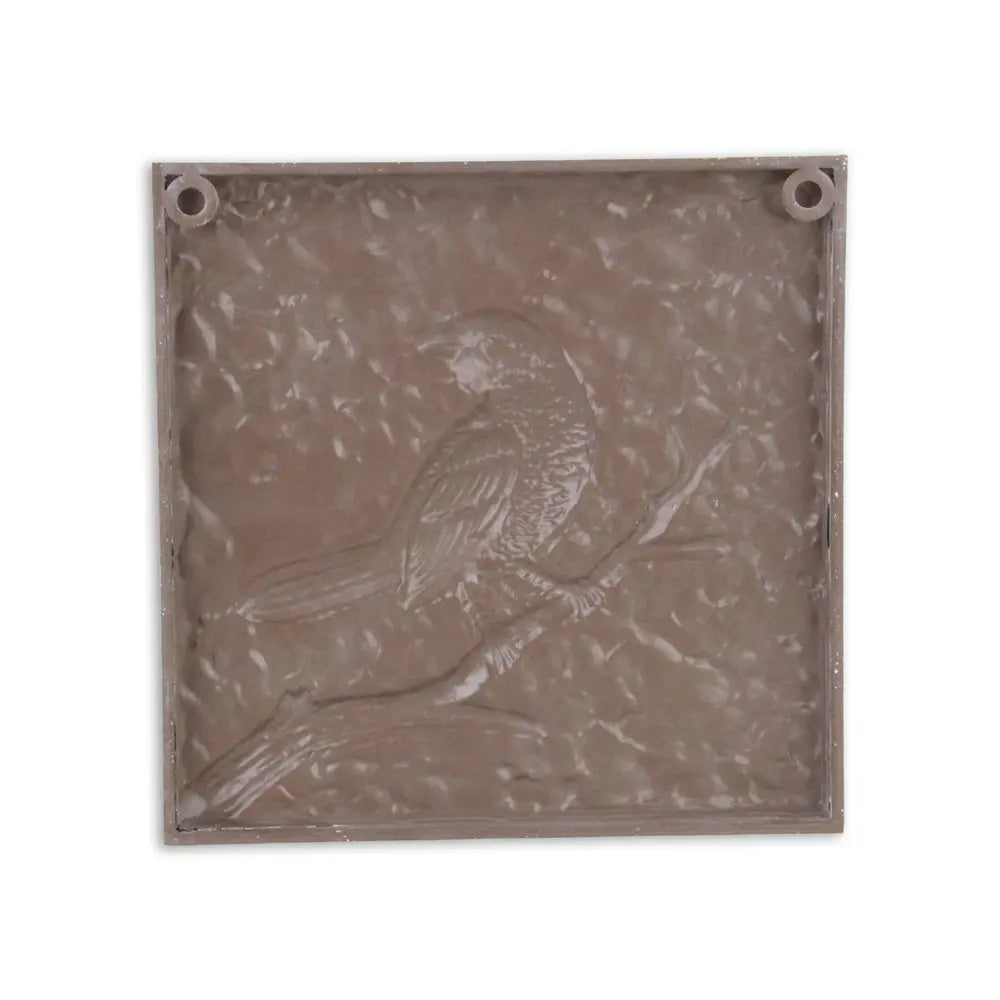 10" X 10" White Bird Metal Square Hanging Wall Decor HomeRoots
