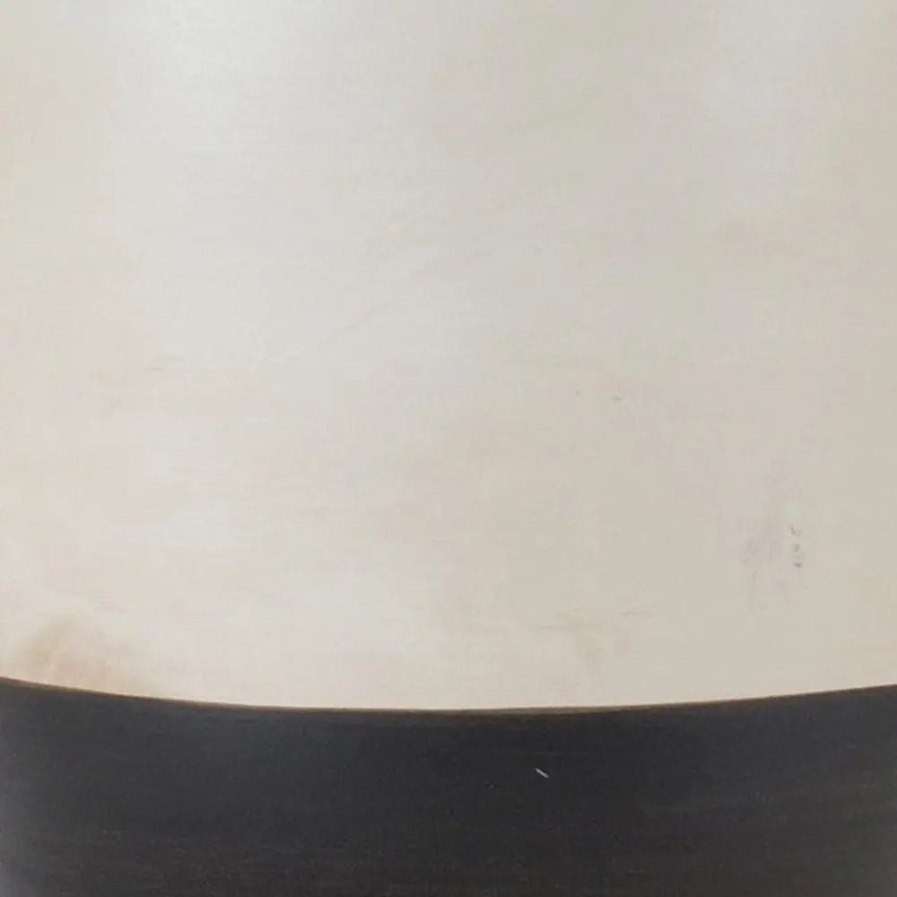 Set of Two Cream And Black Distressed Ceramic Tabletop Pillar Candle Holders HomeRoots