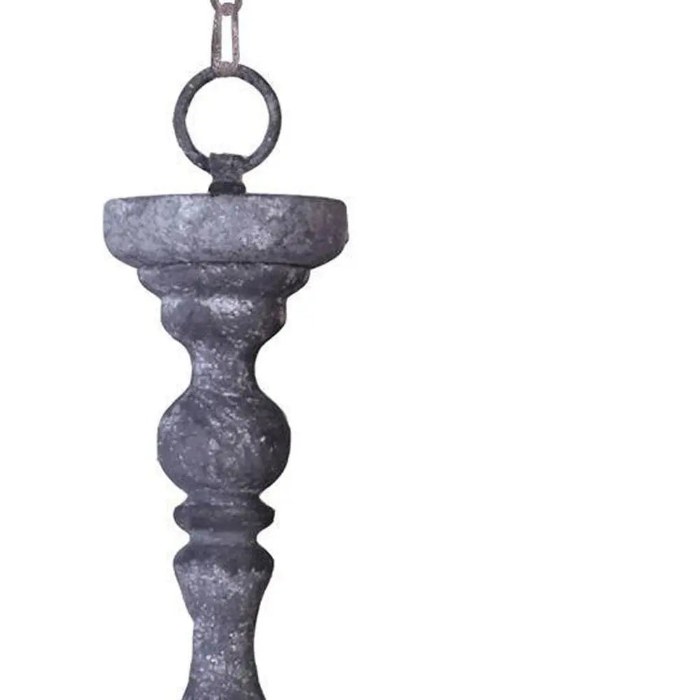 Gray Drum Distressed Galvanized Metal Dimmable Chandelier With Natural Shade HomeRoots