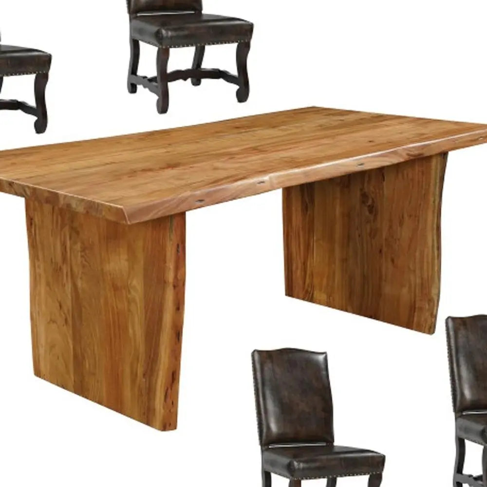 Seven Piece Brown Solid Wood Dining Set with Six Chairs - NOVA HOME FURNITURE
