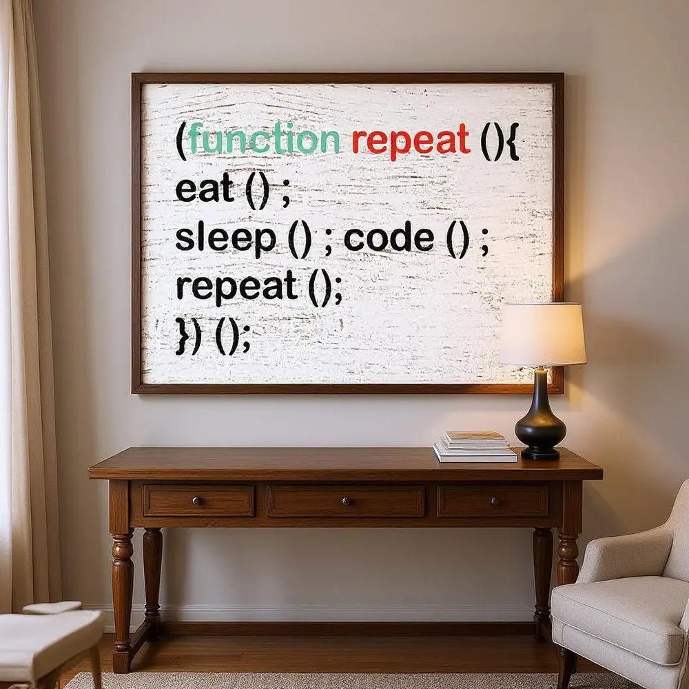 12" X 12" White Black And Green Eat Sleep Code Repeat Wood Wall Decor HomeRoots