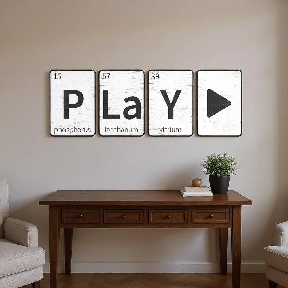 12" X 12" White And Black PLaYEr Wood Wall Decor HomeRoots