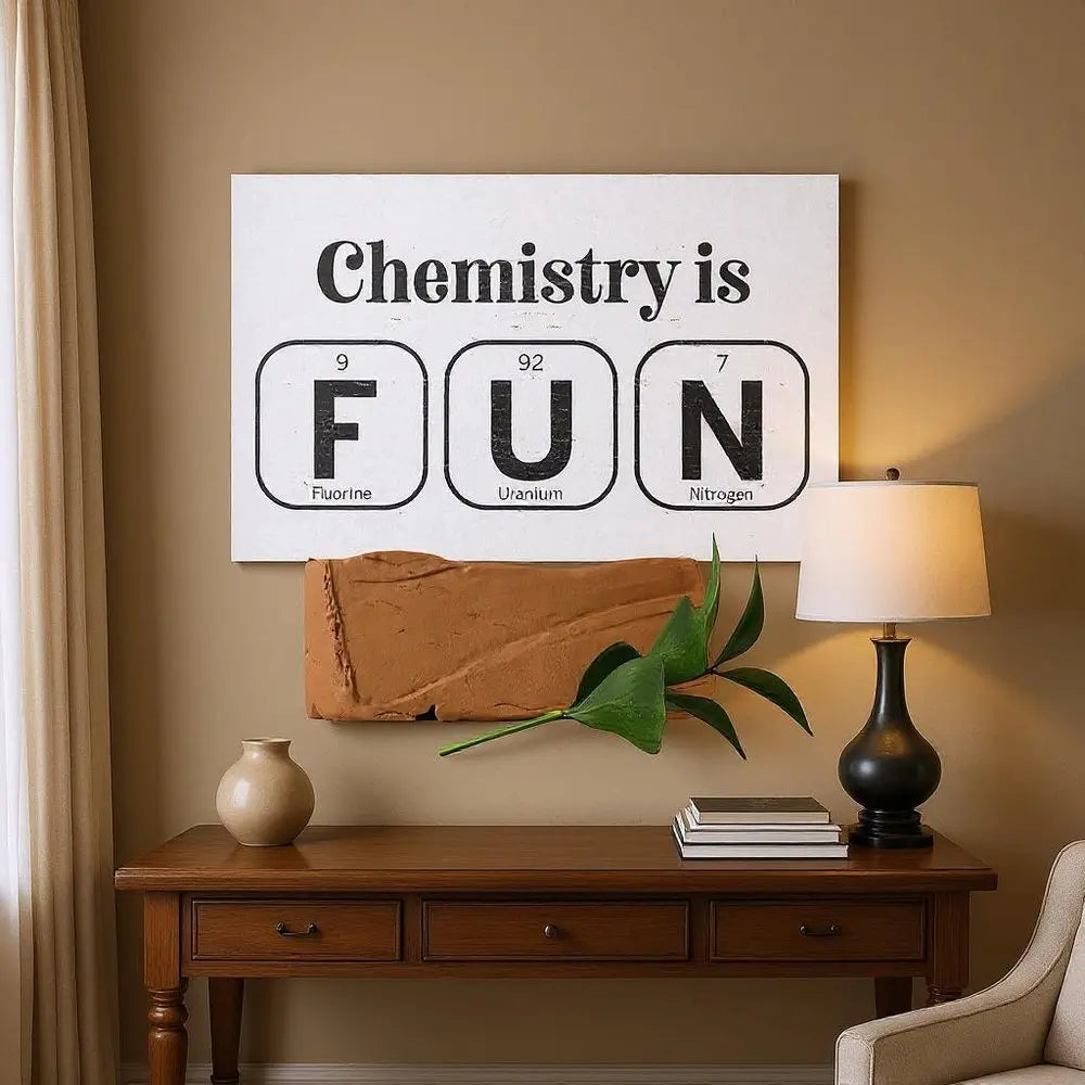 12" X 12" White And Black Chemistry is FUN: Fluorine, Uranium & Nitrogen Wood Wall Decor HomeRoots