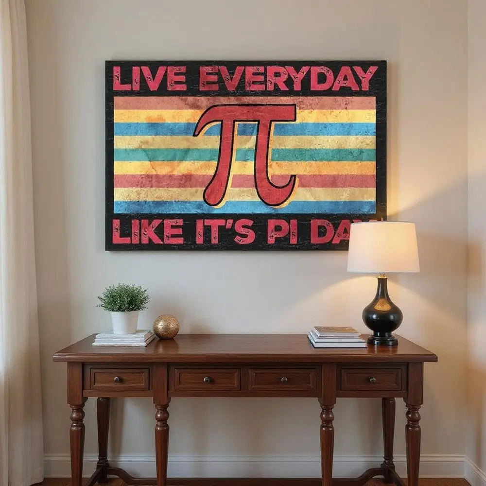 12" X 12" Black Red And Yellow Live Everyday Like It's Pi Day Canvas Wall Decor HomeRoots